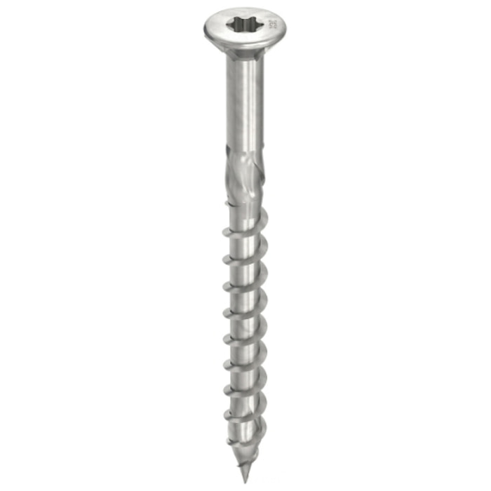 Vis HECO-Topix-Plus Inox pour terrasse - Ø5x70mm - Tête Fraisée avec nervures de fraisage - Filetage Partiel - T20 - Boite de 200 - 61777