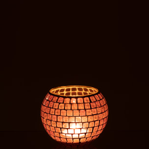 J-Line bougeoir Mosaïque Rond - verre - mauve - large