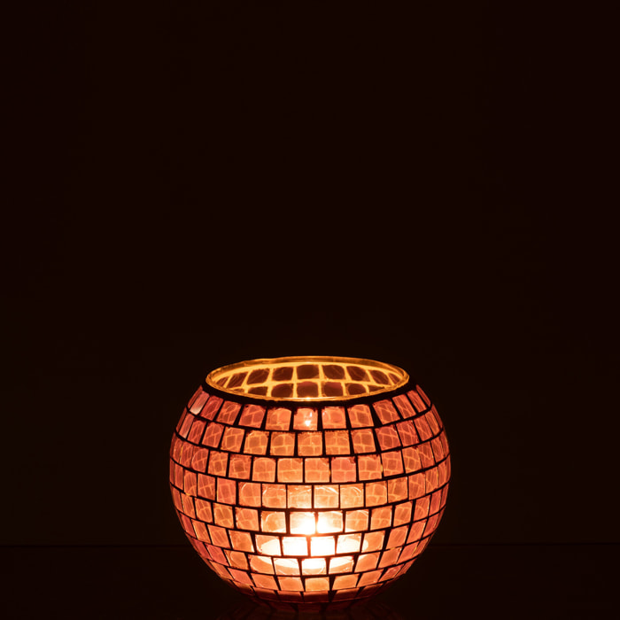 J-Line bougeoir Mosaïque Rond - verre - mauve - large
