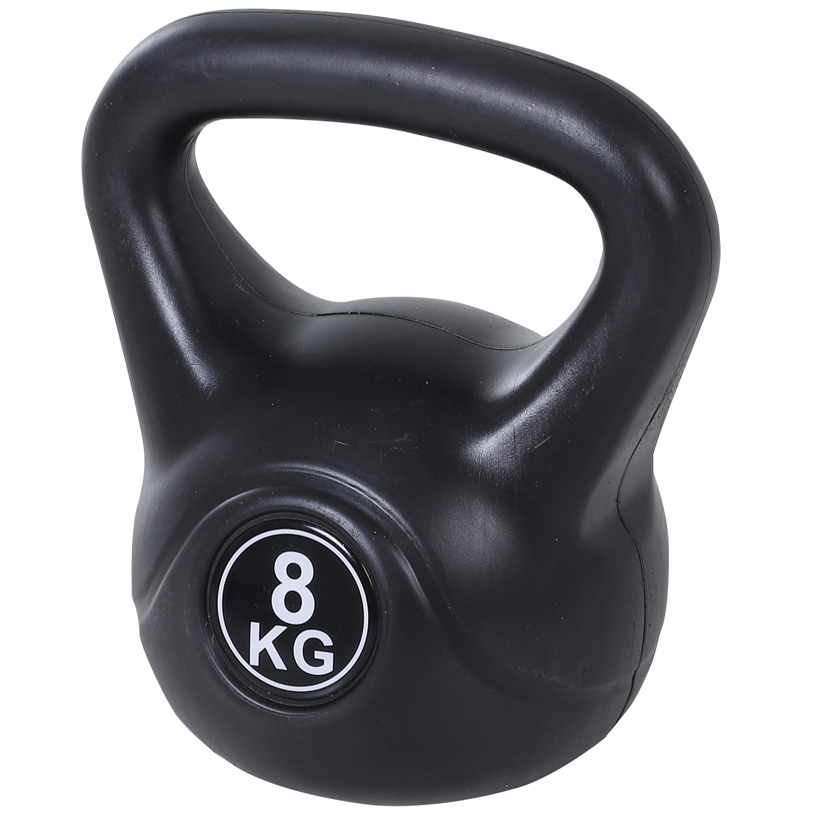 Kettlebell 8 Kg - haltère boule - poignée ergonomique - PVC noir
