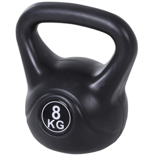 Kettlebell 8 Kg - haltère boule - poignée ergonomique - PVC noir