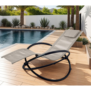 Transat de jardin en acier - pliable - écru - ELYPSE