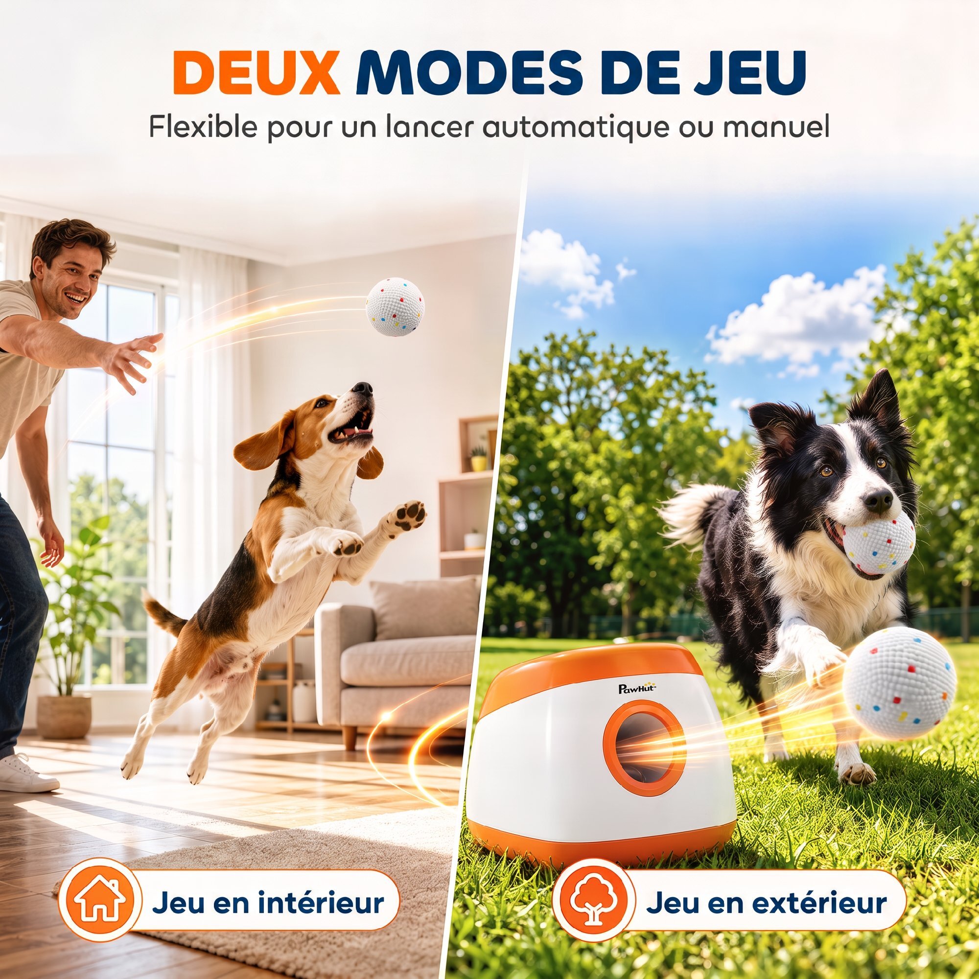 Lot de 6 balles pour chien dia.58mm blanc compatibles lanceur auto