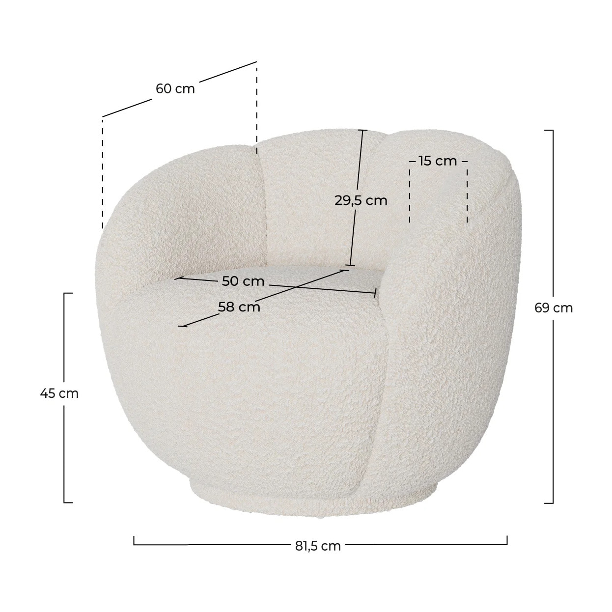 Fauteuil en tissu bouclé blanc - Ysé