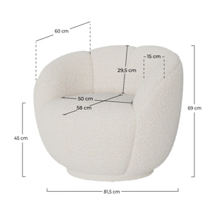 Fauteuil en tissu bouclé blanc - Ysé