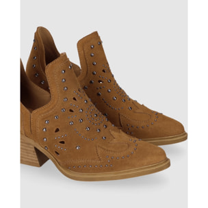 Botines de Serraje - Cuero - Tacón: 6 cm