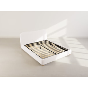 Hugo - lit coffre - 160x200 cm - en tissu bouclette - Beige