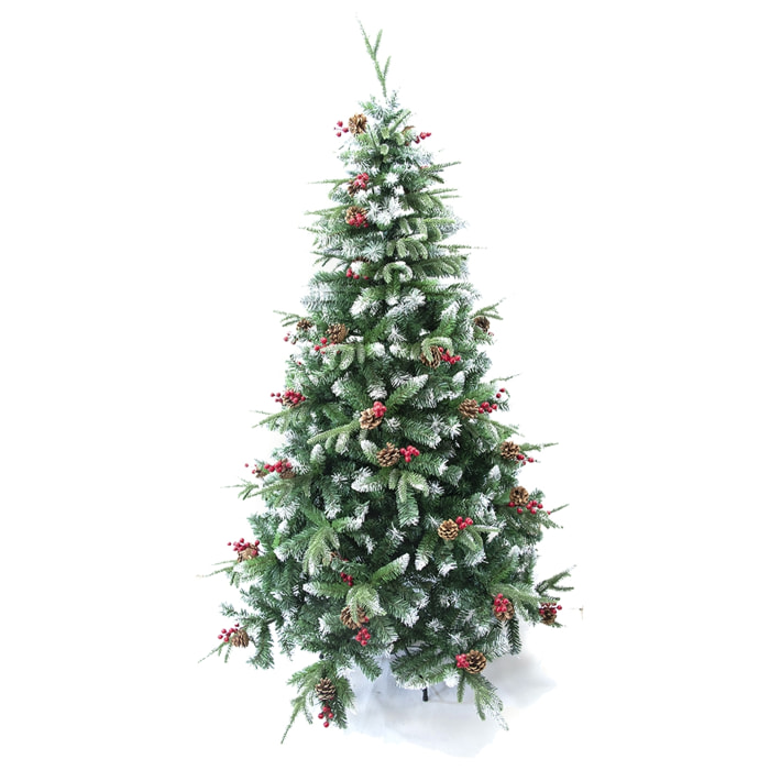 DAM Arbol natural verde c/nieve/bayas rojas 120cm 65x65x120cm. Color:Verde