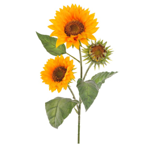 Girasole Con 3 Fiori. Altezza 85 Cm - Pezzi 2 - 27X85X14cm - Colore: Giallo - Bianchi Dino - Fiori Artificiali