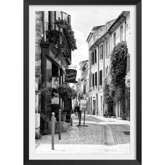 Affiche photo rue du sud Affiche + cadre en bois - Noir