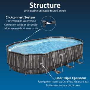 Bestway Piscine hors sol - Ovale - Steel Pro Max - Décor bois - 610 x 366 x 122 cm