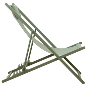 Lot de 2 chiliennes CYPRUS - textilène vert sauge/structure vert sauge