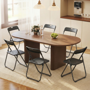 Juego de 6 Sillas Plegables de Plástico, Estructura de Acero, Sillas de Comedor con Respaldo Curvo, Asiento Cóncavo, para Espacios Pequeños, Salón, Oficina, Cocina, Negro
