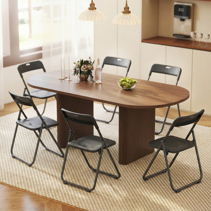 Juego de 6 Sillas Plegables de Plástico, Estructura de Acero, Sillas de Comedor con Respaldo Curvo, Asiento Cóncavo, para Espacios Pequeños, Salón, Oficina, Cocina, Negro