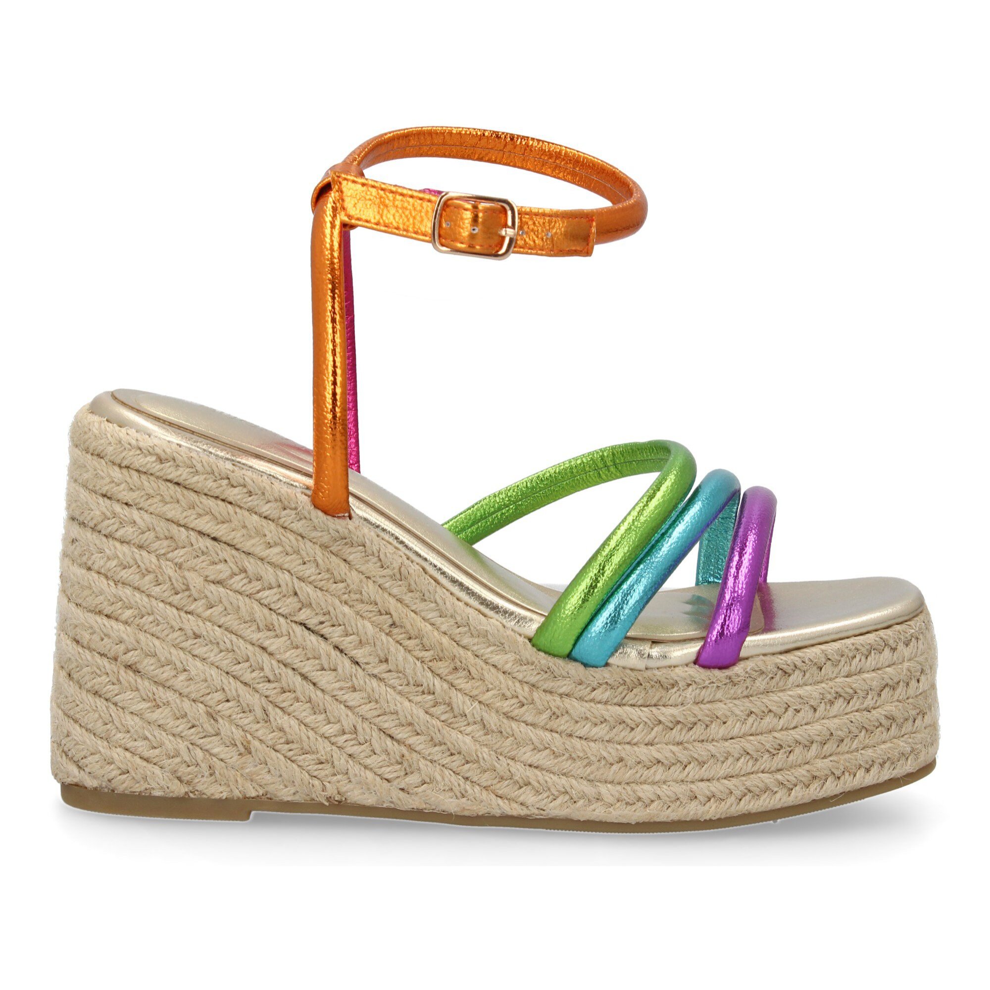 Sandalia de cuña de yute para mujer, diseño comodo y elegante con tiras cruzadas en la pala