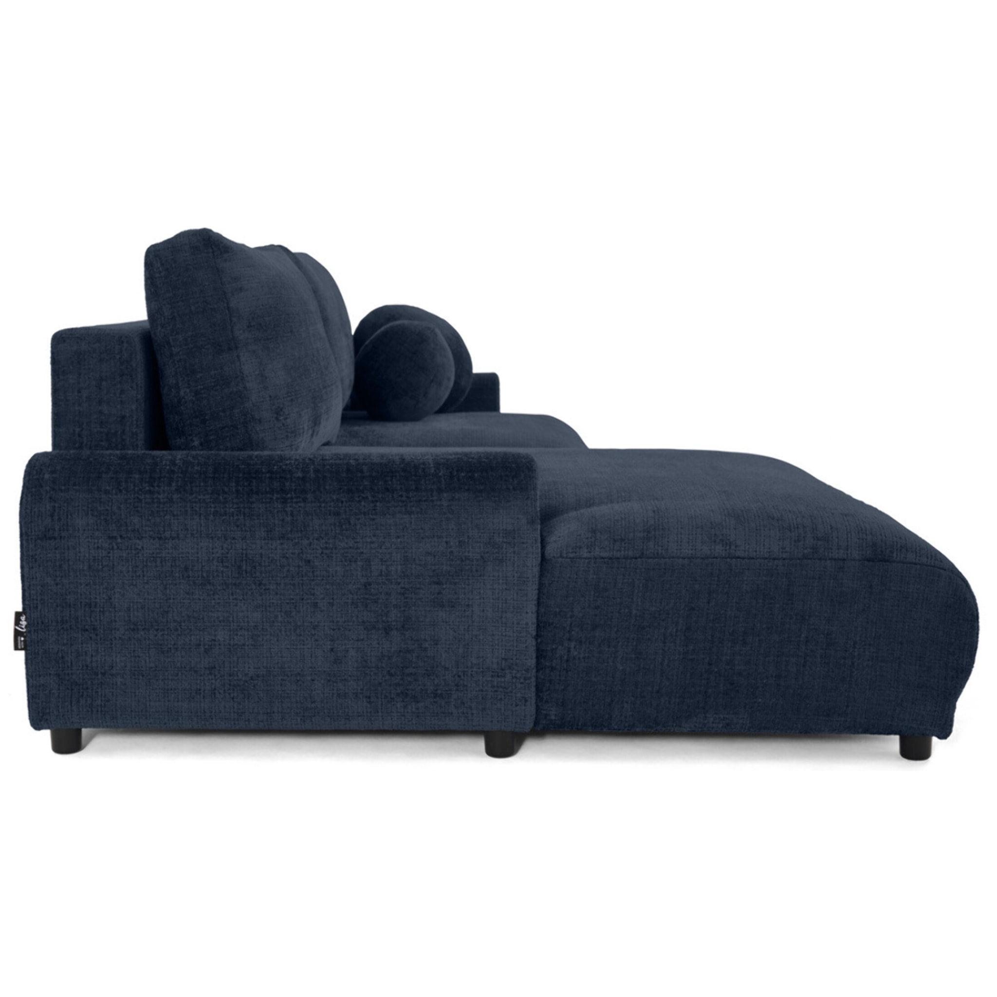 Nelly - canapé d'angle gauche 4 places convertible avec coffre en velours texturé - Bleu