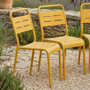 Lot de 6 chaises de jardin empilables jaunes EVORA