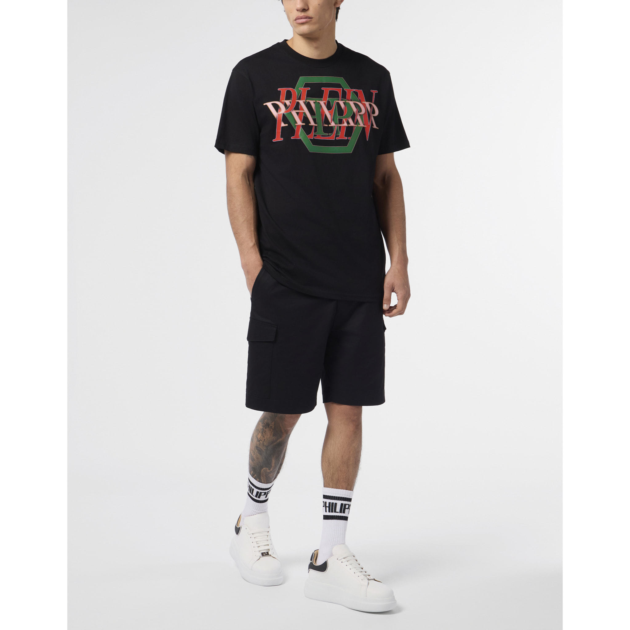 PHILIPP PLEIN Round Neck T-Shirt Logo Hexagon