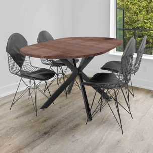 Marui Big - Tavolo da pranzo ovale in legno e metallo con piede centrale Kiso 180x100 cm - legno marrone