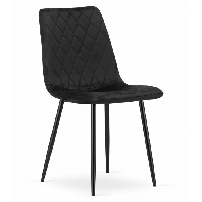 Sedia Turin in velluto nero con gambe in metallo