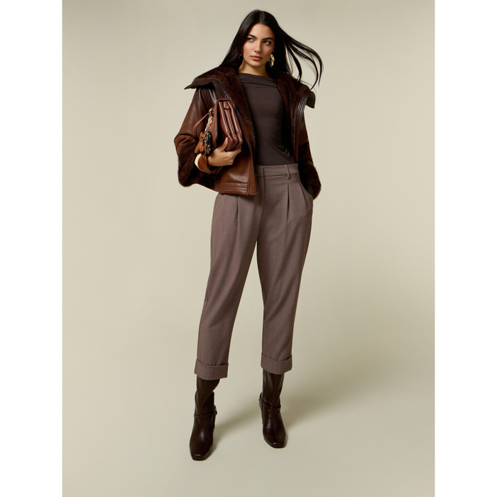Oltre - Pantaloni cropped con pinces - Grigio
