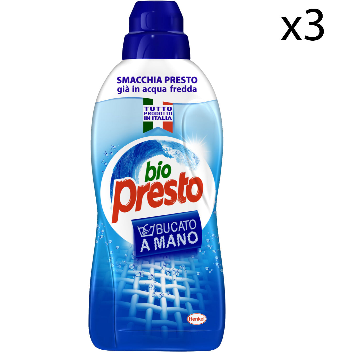 3x Bio Presto Bucato a Mano Detersivo Liquido - 3 Flaconi da 750ml