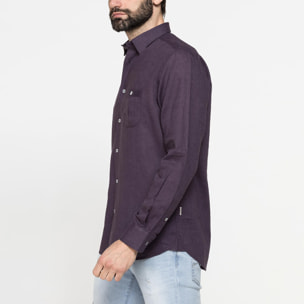 CAMICIA MISTO LINO COTONE IN COLORE TINTA UNITA