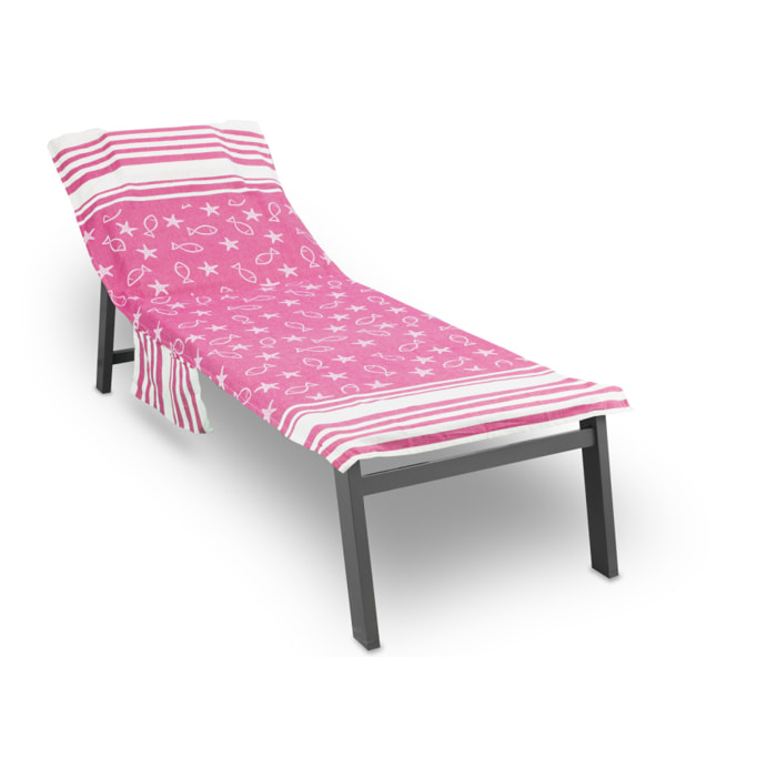 TELO MARE FOUTA LETTINO CUSCINO FISHY FUCSIA