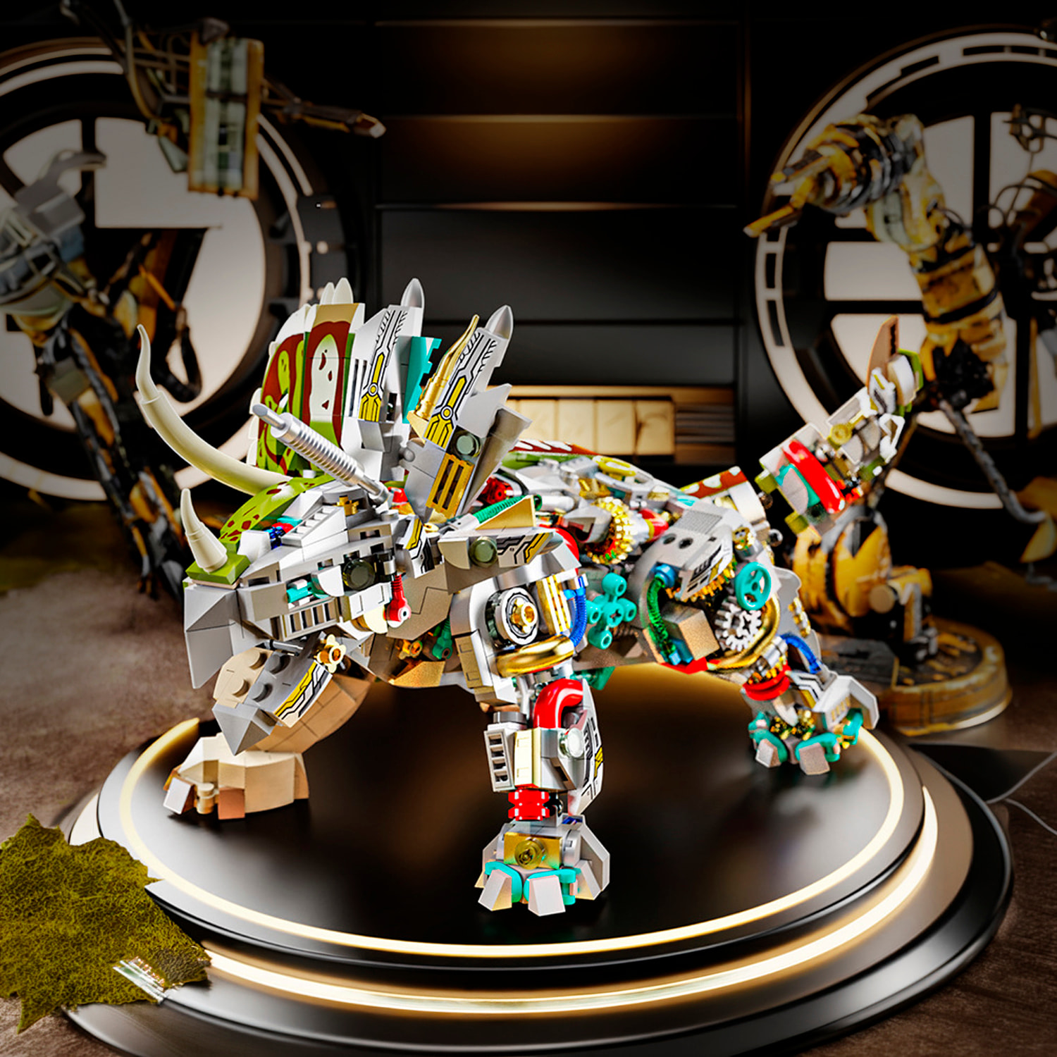 Maqueta 3D mecanizada con diseño de Triceratops con 1368 piezas.