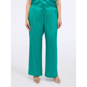 Fiorella Rubino - Pantalones palazzo de satén - Green Water