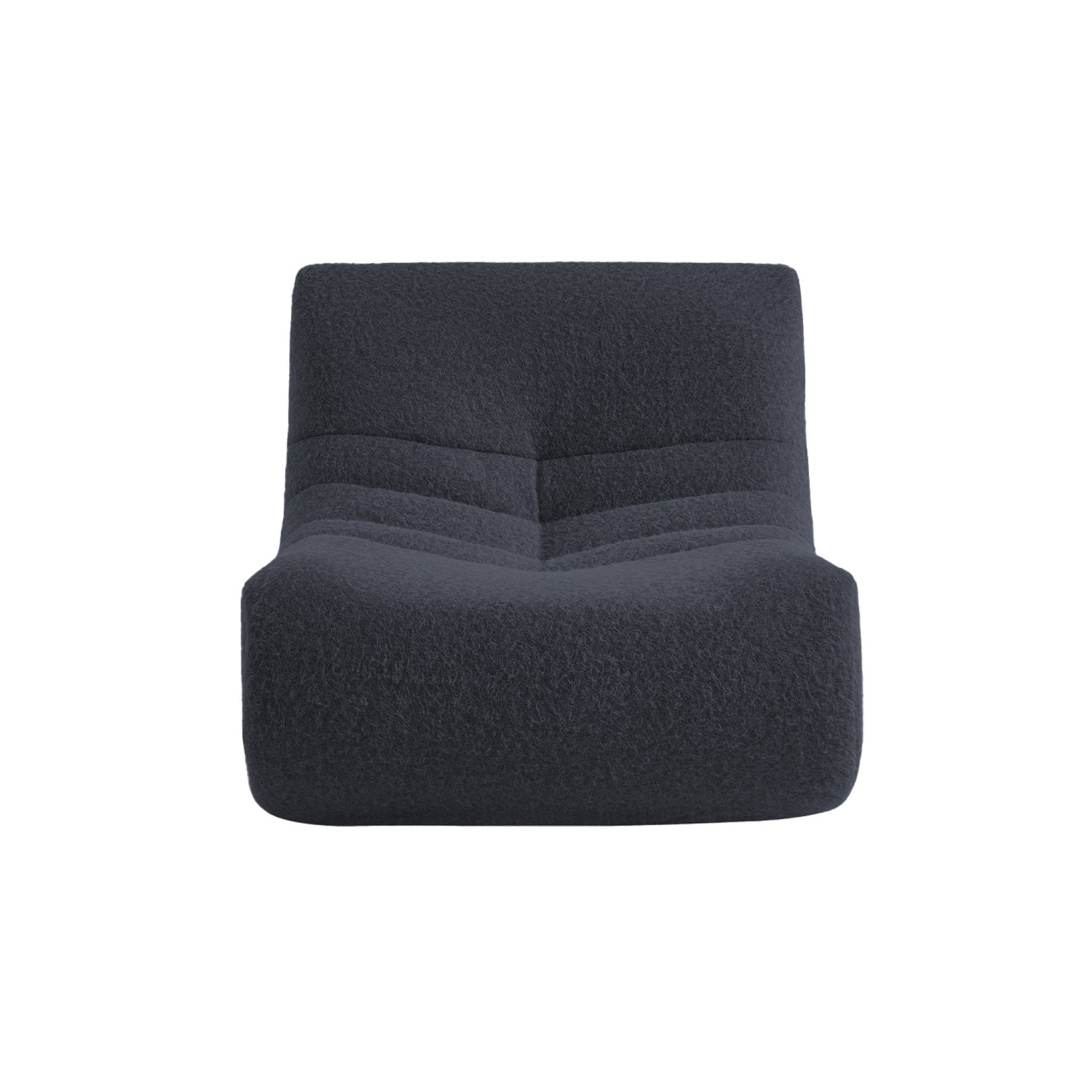 Chauffeuse tissu effet alpaca 1 place. bleu foncé. style contemporain. L 91 x P 105 x H 72cm