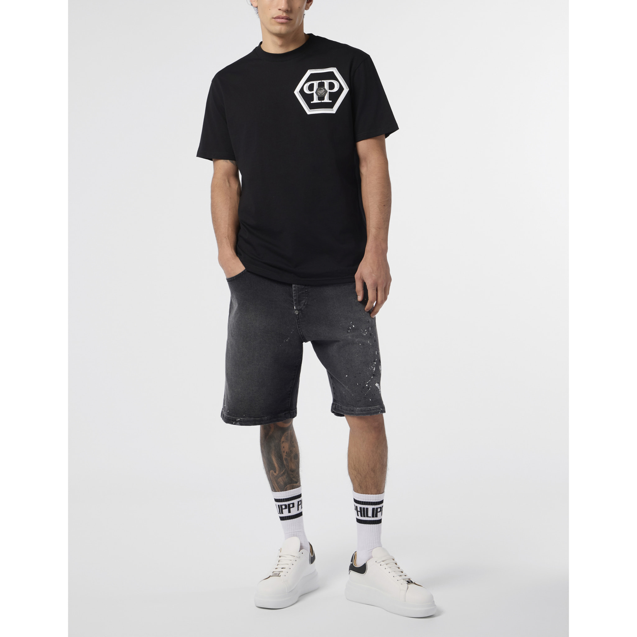PHILIPP PLEIN Round Neck T-Shirt Stars Studs