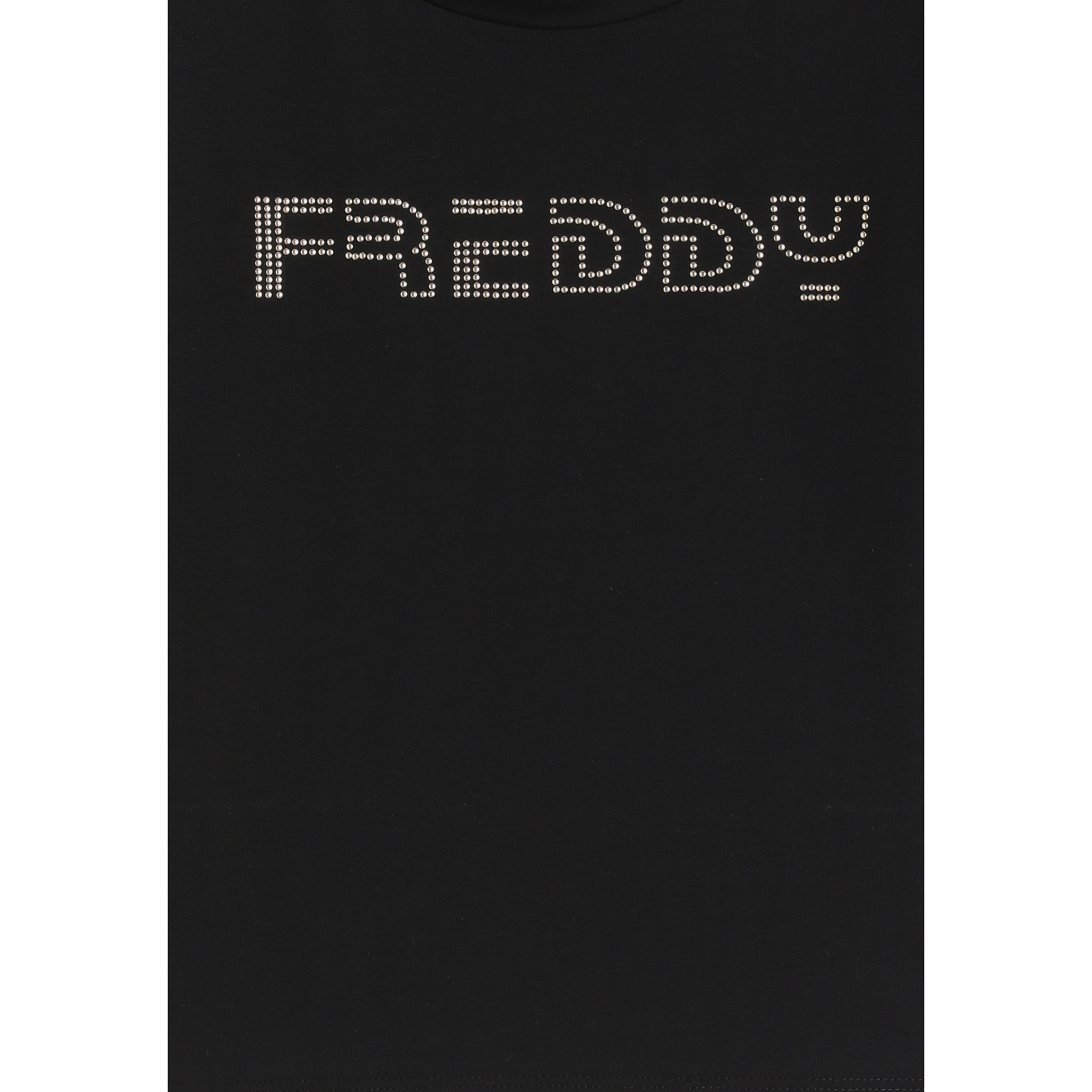 T-shirt cropped bambina con logo borchiato