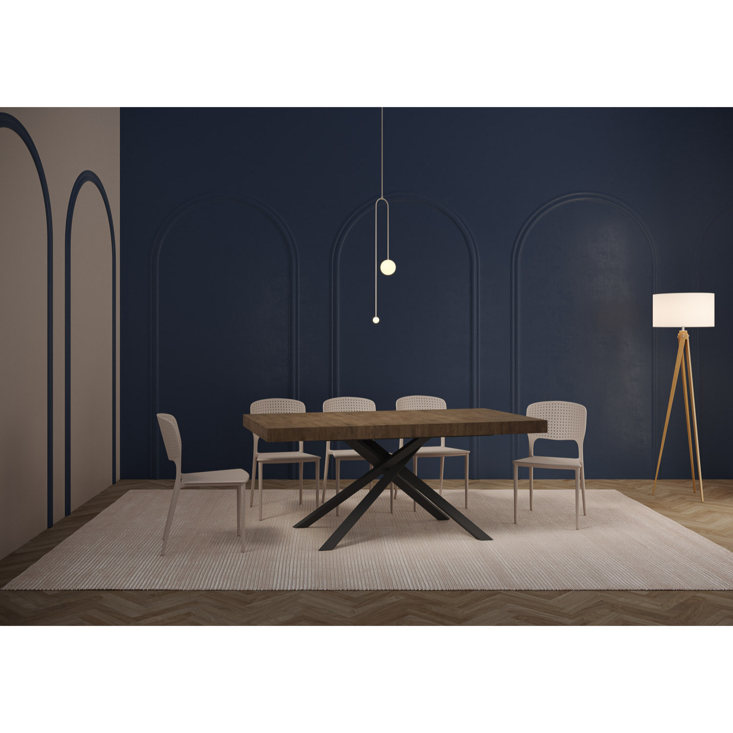 Table extensible 90x180/284 cm Karida Premium noyer pieds anthracite