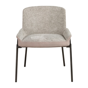 Silla Angel Cerdá con asiento tapizado en tela gris y respaldo tapizado en tela aterciopelada marrón patas de acero inoxidable oscurecido 58x54x76cm