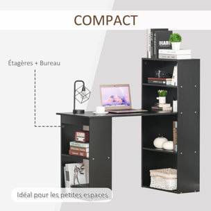 Bureau informatique 120L x 55l x 120H cm bibliothèque adjacente multi-rangements noir