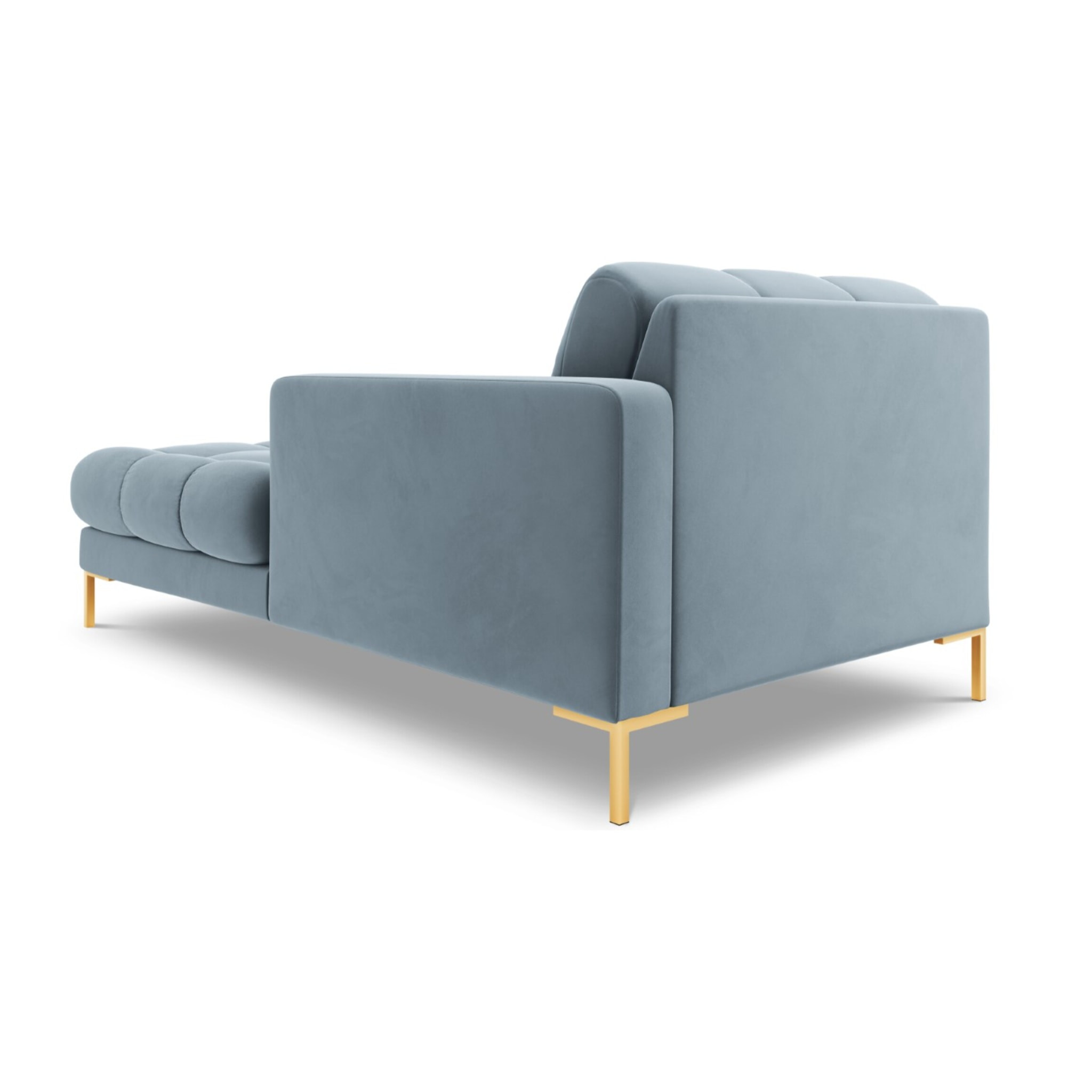 Méridienne droite "Bali" en velours bleu clair