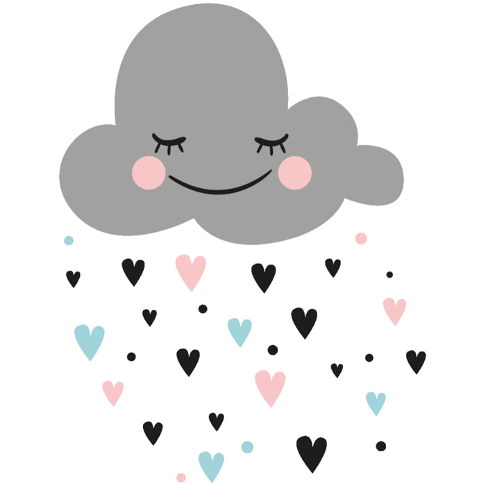 Stickers muraux | Sticker Mural Autocollant - NUAGE D'AMOUR SCANDINAVE - adhésifs fond transparent