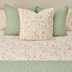Sábana de algodón 180 hilos flores Ferdu color verde 100% Algodón percal
