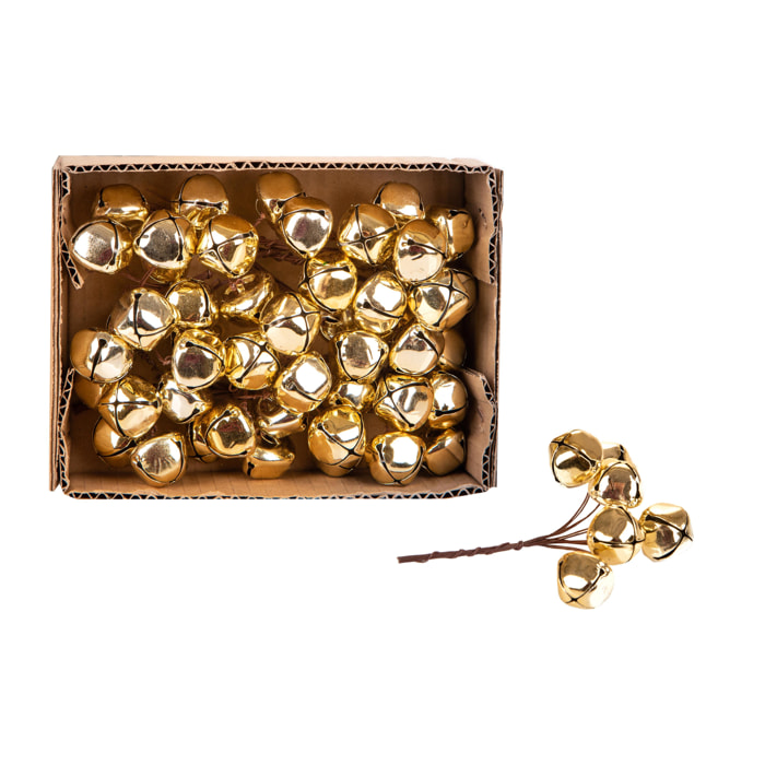 Campanelle Pick 48 Pezzi .Altezza 2,5 Cm - Pezzi 3 - 2,5X2,5X2,5cm - Colore: dorato - Bianchi Dino - Articoli Natalizi