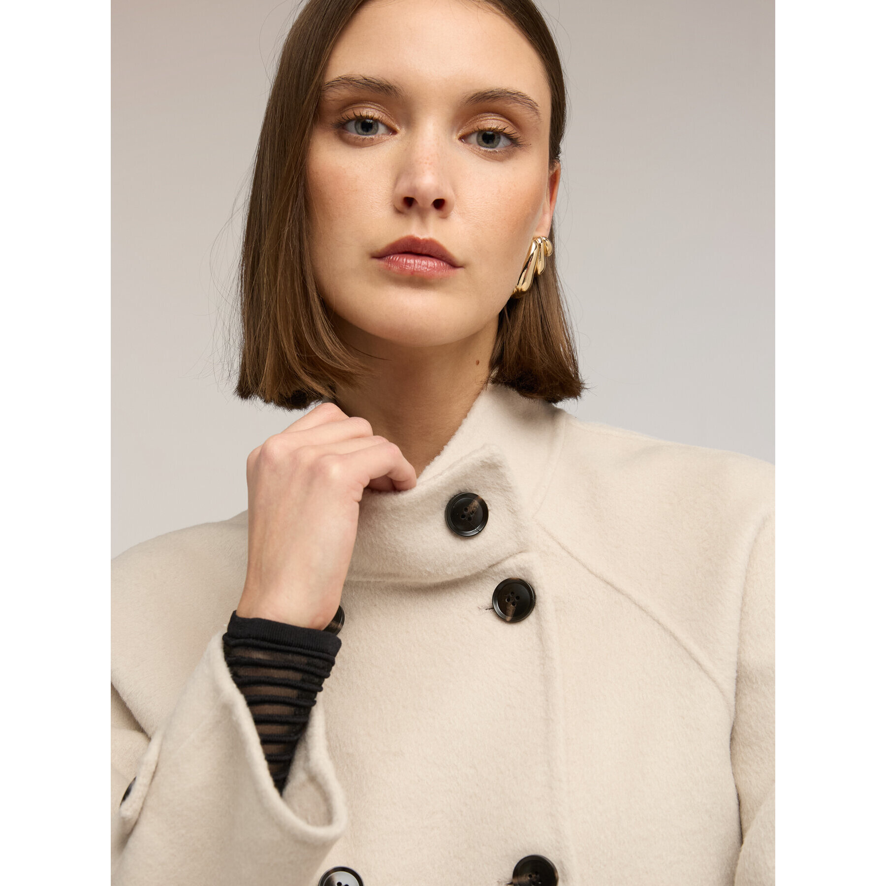 Motivi - Cappotto caban in double misto lana - Bianco