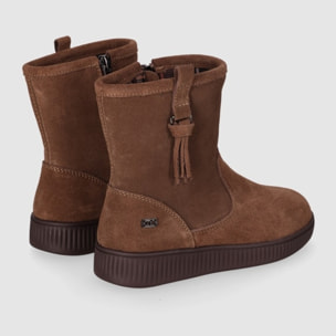 Botines de Serraje - Taupe - Tacón: Bajo