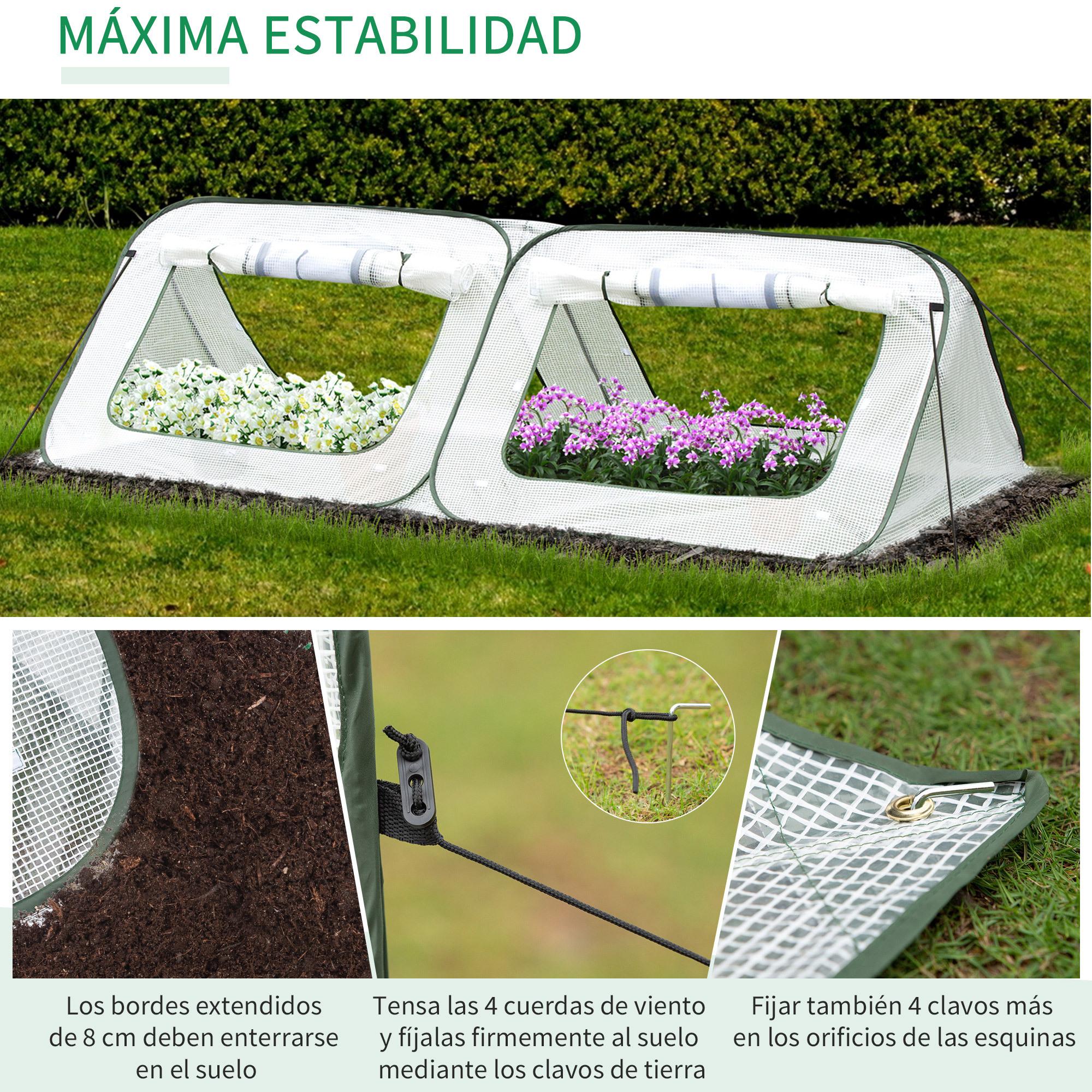 Mini Invernadero de Jardín Pop Up 240x120x75 cm con 4 Puertas y Ventanas Enrollables Portátil con Bolsa de Transporte para Cultivos Plantas Flores Blanco