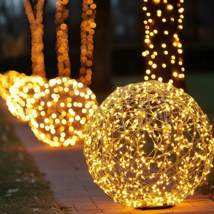 guirnalda con 80 luces led blanco cálido con cable transparente