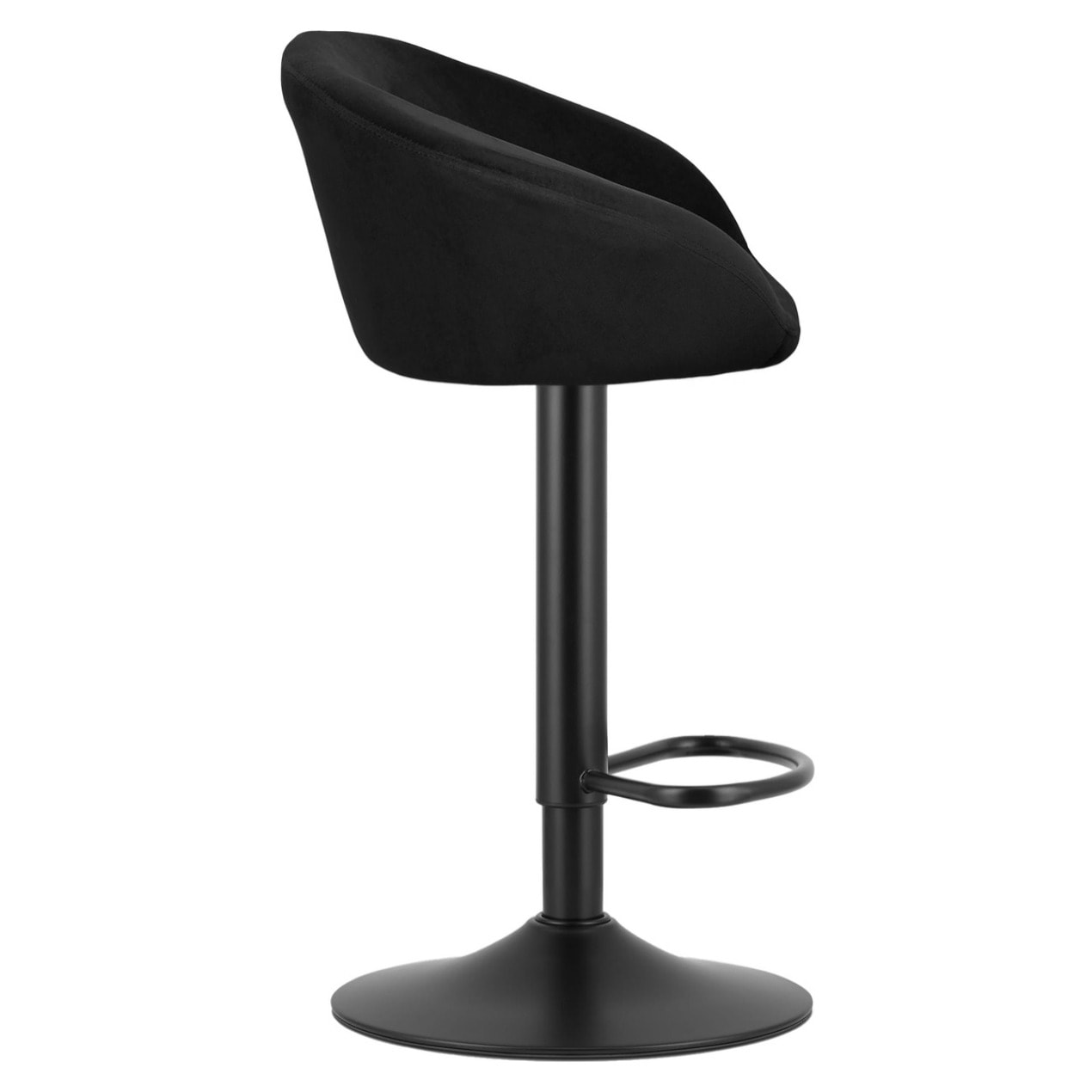 Sgabello da bar East in velluto nero con base girevole