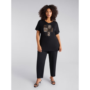 Fiorella Rubino - Camiseta maxi con escritura - Negro