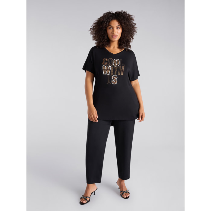 Fiorella Rubino - Camiseta maxi con escritura - Negro