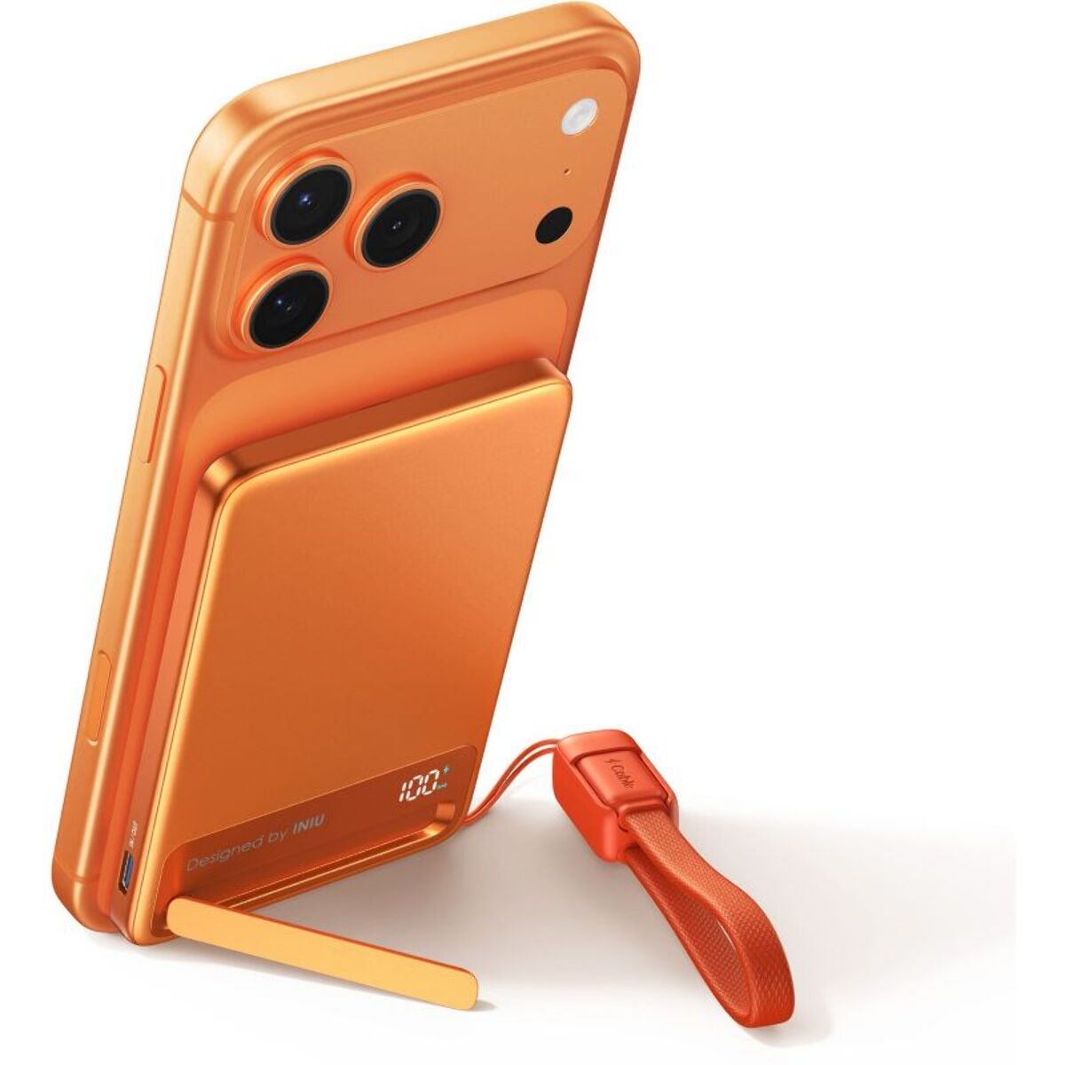 Batterie externe INIU 5000 mAh Magnet Qi2 MagPro slim orange