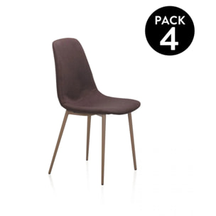 Pack 4 sillas de comedor Cai Piel marrón