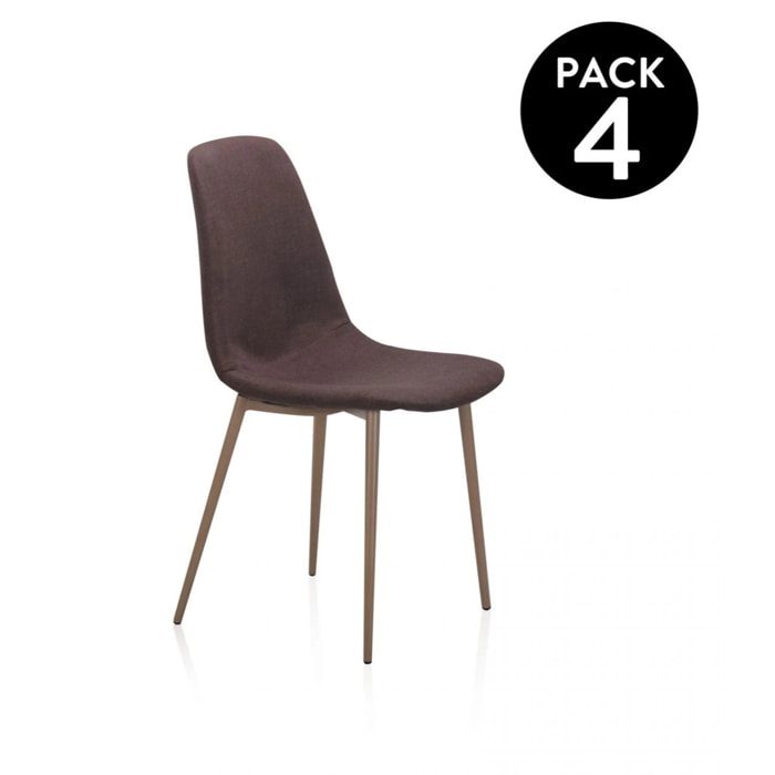 Pack 4 sillas de comedor Cai Piel marrón